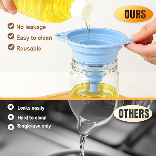 Kitchen Funnel Set 3 Pack, Collapsible Silicone Funnels - Image 3