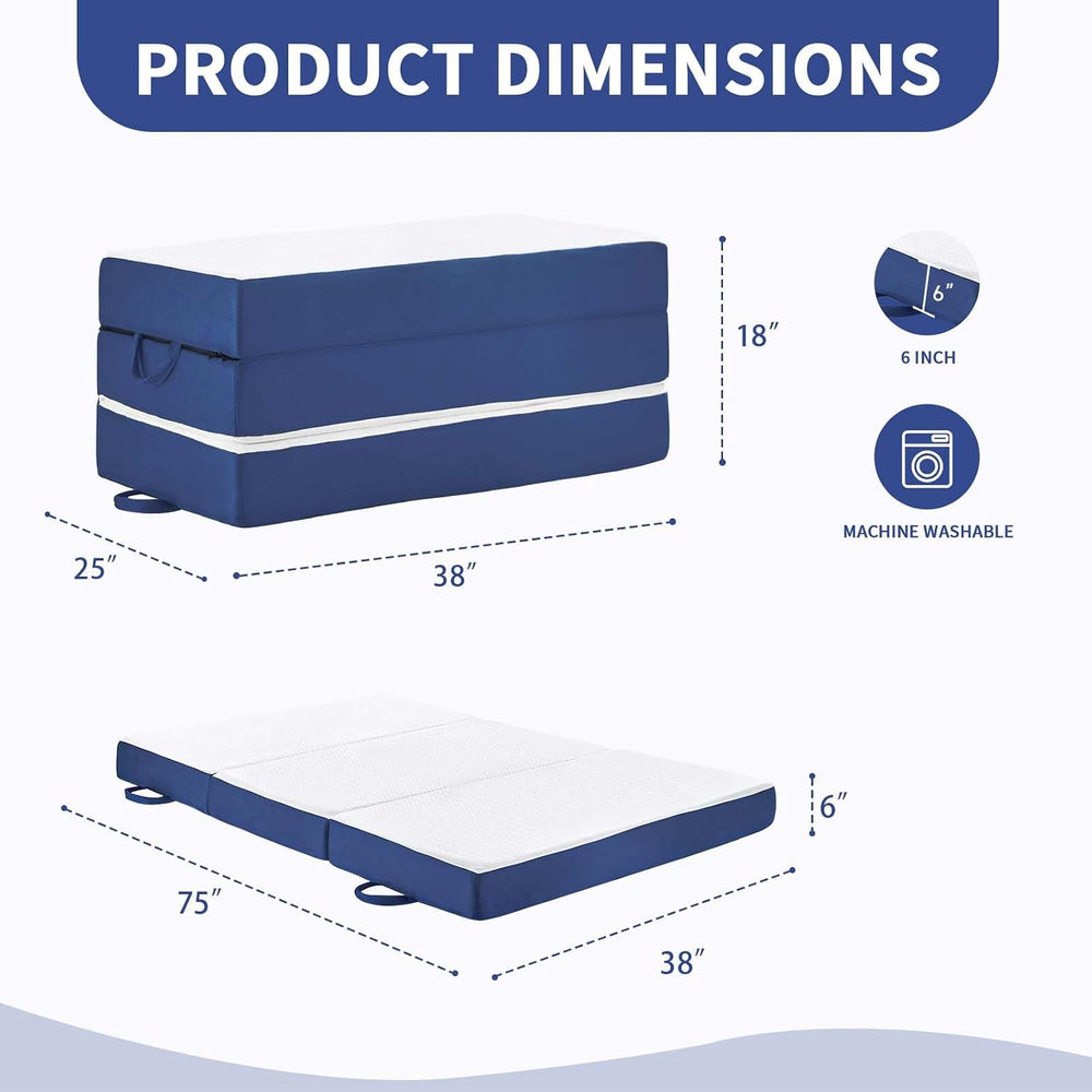 Folding Mattress Twin, 6" Floor Foldable Bed Futon for Guest Bed,Camping
