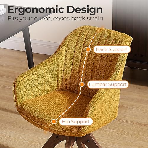 Zouron Mid Century Modern Accent Chair with Wooden Legs, Upholstered Swivel C...
