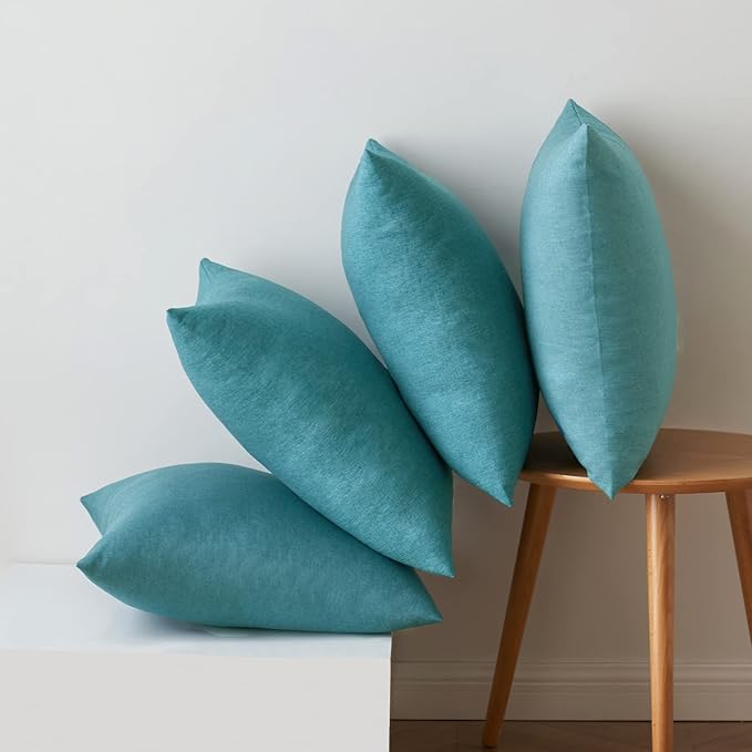 MIULEE Pack of 4 Decorative Outdoor Throw Pillow Covers Linen Waterproof Pillow - Image 6