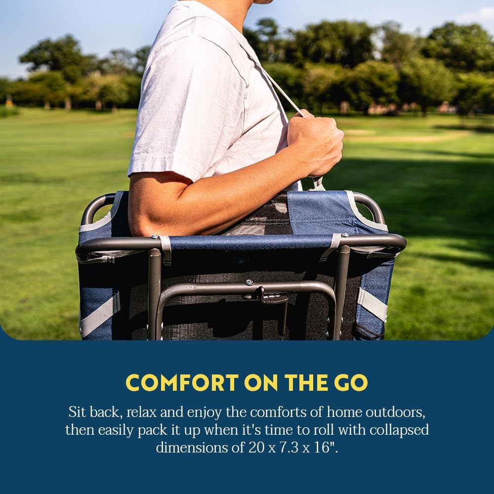GCI Outdoor Big Comfort Wide Stadium Chair with Adjustable Backrest, Black