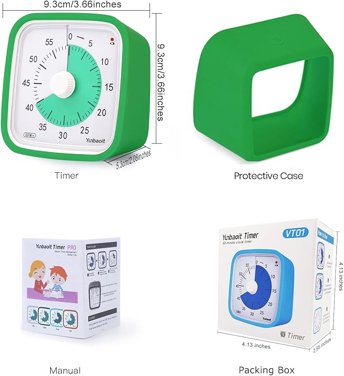 Yunbaoit Visual Timer with Protective Case, 60 Minute Silent Countdown Timer - Image 7