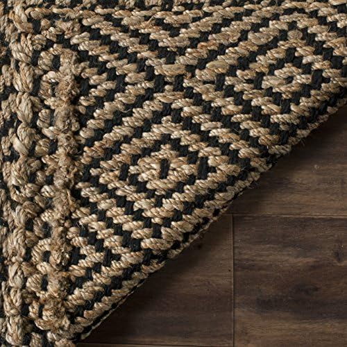 SAFAVIEH Natural Fiber Collection Area Rug - 7' Square, Natural & Bla...