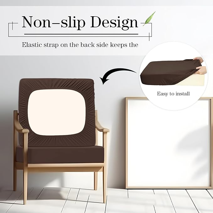 Newwiee Set of 4 Stretch Patio Cushion Covers Sofa Couch Seat Chair Slipcovers - Image 4