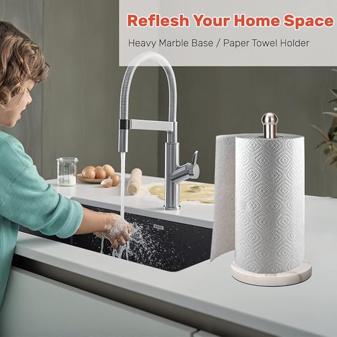 Heavy Weighted Paper Towel Holder, Easy One-Handed Design - Image 7