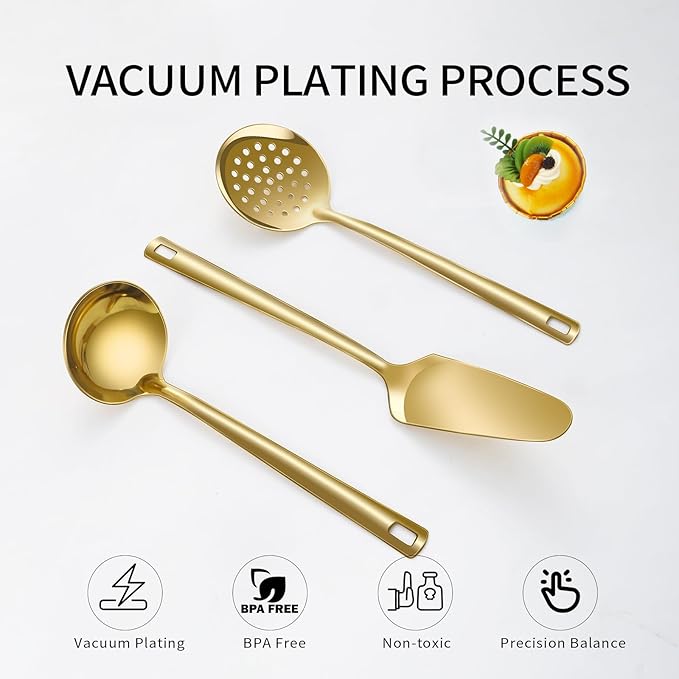 Lazycorner Cooking Utensil Set 11 Pcs Stainless Steel Kitchen Utensils Set Wok - Image 4
