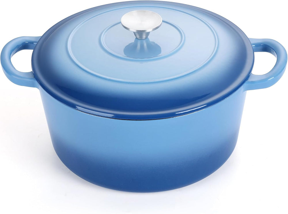 E-far Dutch Oven Pot with Lid, 5 Quart Enameled Cast Iron Round Dutch Oven St...