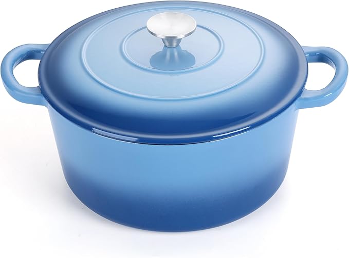 E-far Dutch Oven Pot with Lid, 5 Quart Enameled Cast Iron Round Dutch Oven by E-far