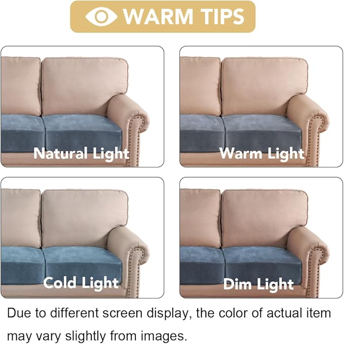 H.VERSAILTEX Velvet Stretch Couch Cushion Cover Plush Cushion Slipcover - Image 6