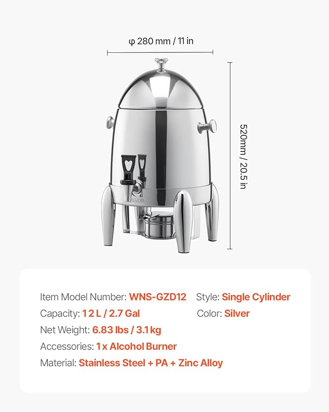 VEVOR Stainless Steel Beverage Dispenser, 2.7 Gallon Drink Dispenser - Image 7
