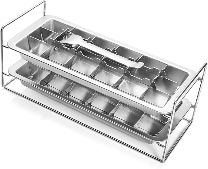 Metal Ice Cube Trays, Stainless Steel Ice Cube Trays, 18-Slot Ice Cube Tray by VBQFDPH