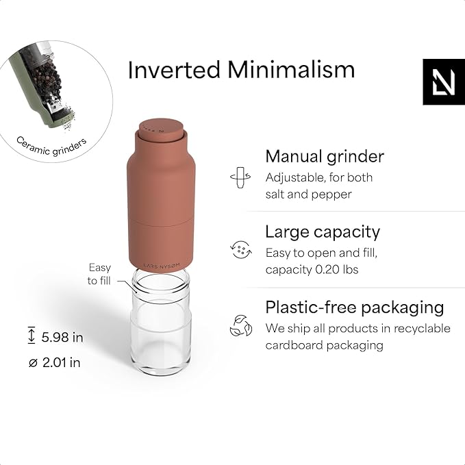 LARS NYSØM Salt and Pepper Grinder Set, Stainless Steel Manual Salt and Pepper - Image 4