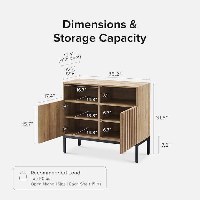 mopio Norwin Storage Cabinet, Sturdy Modern Rustic Industrial Buffet Sideboar...