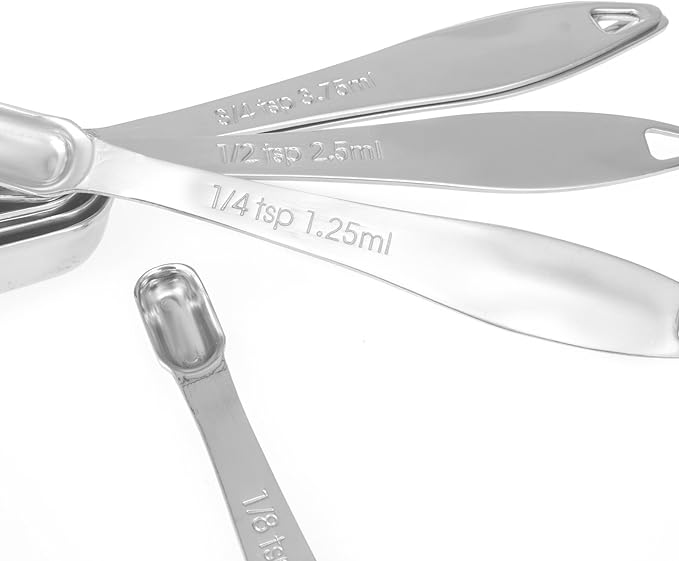 Accurate 18/8 Stainless Steel Measuring Spoons, Heavy Duty Good Handle Set of 6 - Image 3
