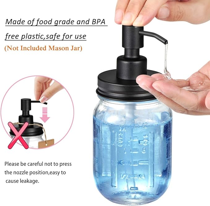 Amolliar Mason Jar Liquid Soap Dispenser Lid, 304 Stainless Steel Pump Lid - Image 5