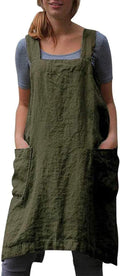 VLZUFE Cotton Linen Apron for women Cross Back Apron Pinafore Dress for Baking by Unknown