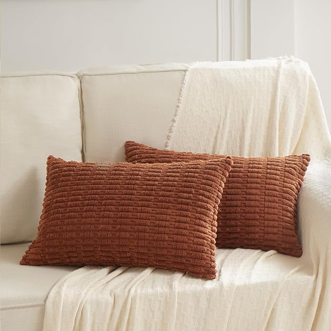 Fancy Homi 4 Packs Rust Decorative Throw Pillow Covers 12x20 Inch - Image 7