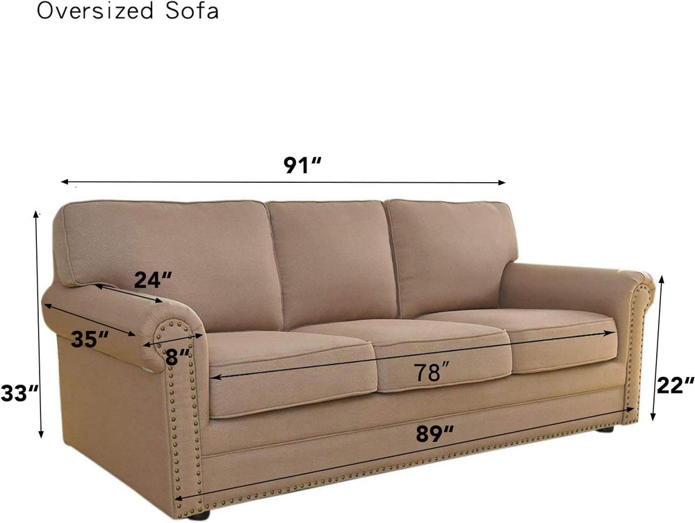 Easy-Going Stretch Oversized Sofa Couch Slipcover Washable Brown