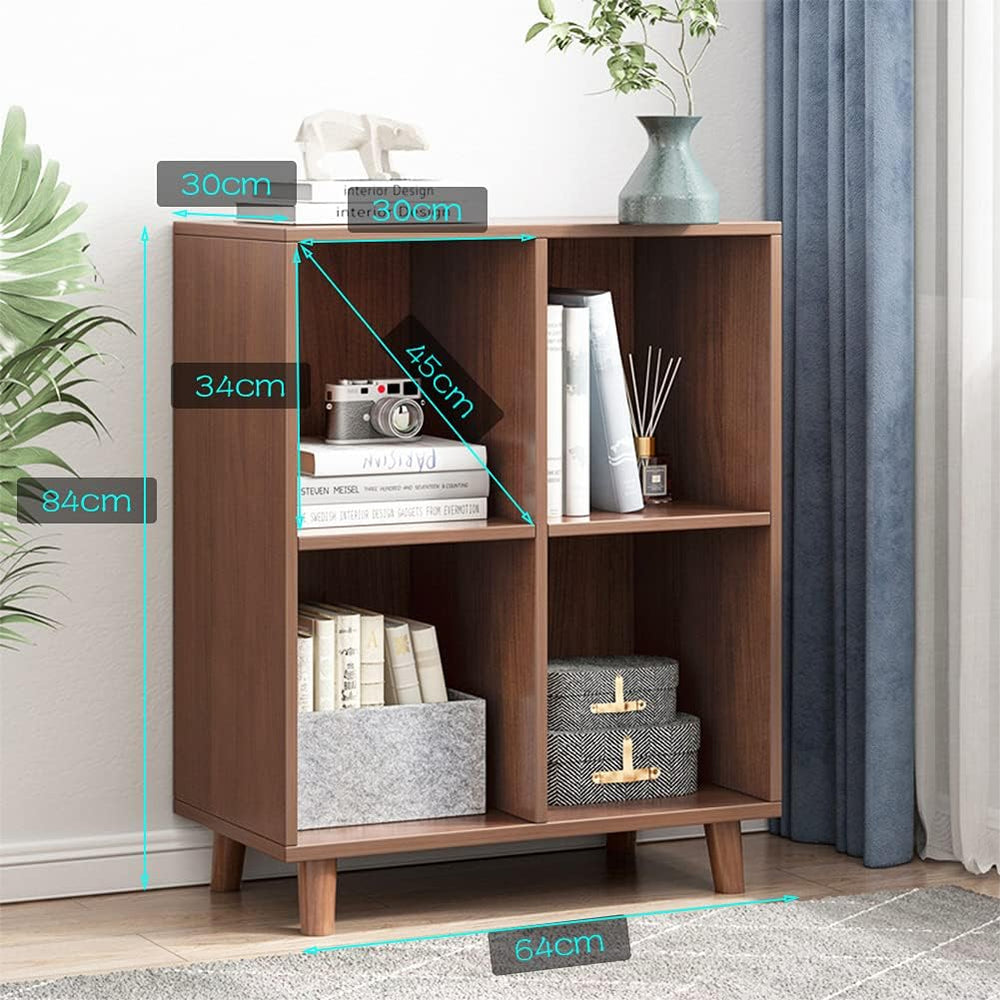 IOTXY Freestanding Open Cubes Bookcase - 2-Tier Floor Standing Wooden Storage...