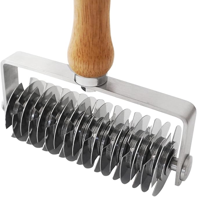 Lattice Cutter Pastry Tool, Stainless Steel Pastry Lattice Roller Cutter Wood - Image 4