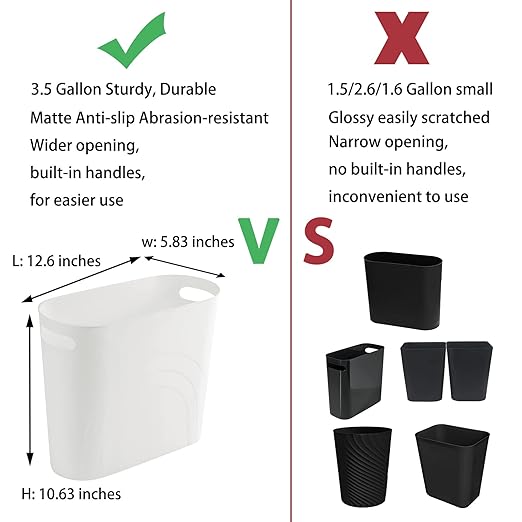 rejomiik Small Trash Can, 3.5 Gallon Slim Garbage Can Plastic Waste Basket - Image 3