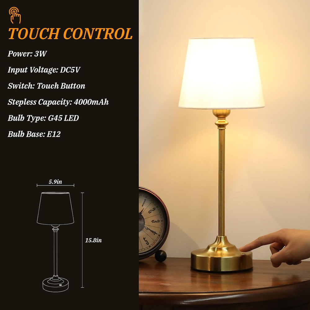 Kakanuo Gold Cordless Table Lamp with Rechargeable Battery, 1 Pack