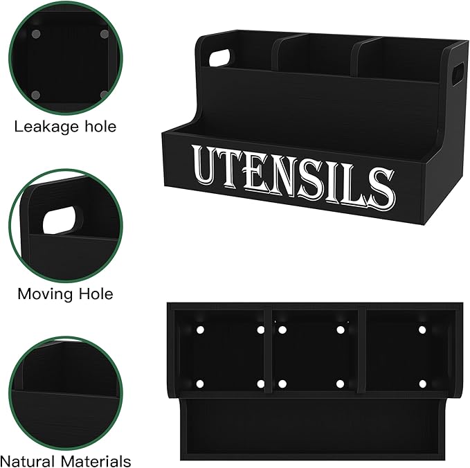 Suli Kitchen Utensils Holder, Wooden Utensil Organizer - Image 4