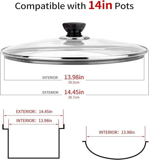 14 Inch Pan Lid, Tempered Glass Cast Iron Lid - Image 2