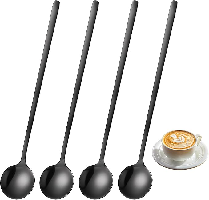 Gjinxi 4pc Satin Black Stainless Steel Coffee Spoons, 6.7 Inch Mini Teaspoons - Image 8