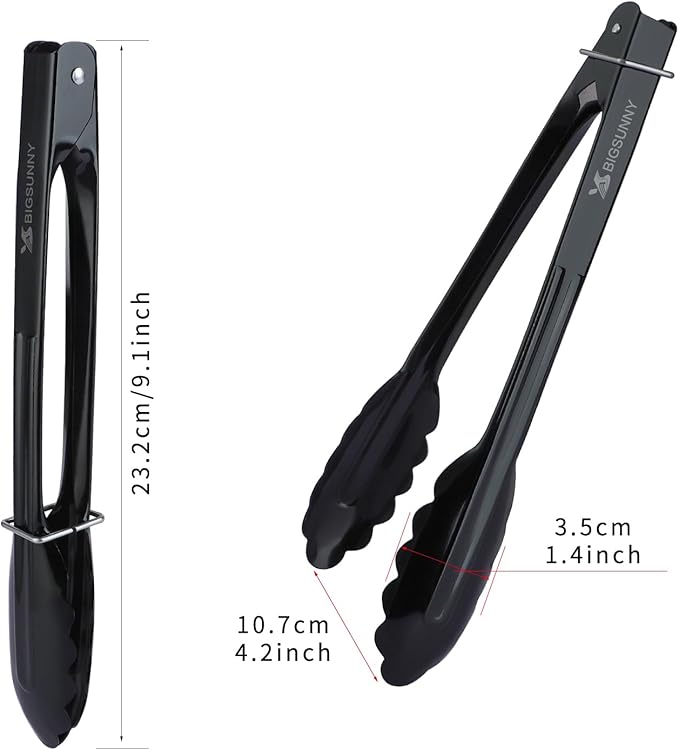 MSY BIGSUNNY 9 Inch Kitchen Food Tongs, Buffet Tongs, Serving Tongs - Image 2