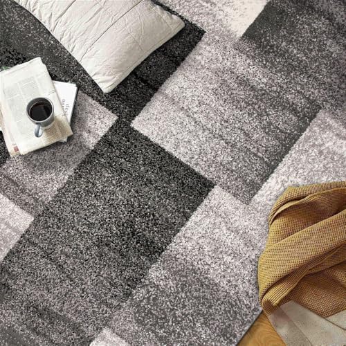 Rugshop Distressed Boxes Modern Non-Shedding Cozy Area Rug Gray 5' x 7'