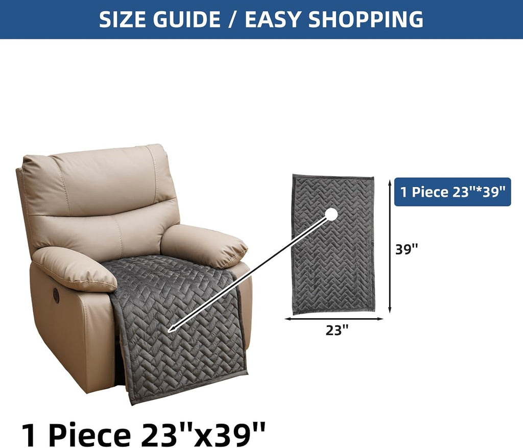 Eismodra Recliner Chair Covers,Recliner Covers that Stay in Place,Washable Recliner Slipcover for Large Recliner 3 Seater Sofa Couch Living Room Loveseat,Dark Gray 23 x 39 inches (Only 1 Piece)