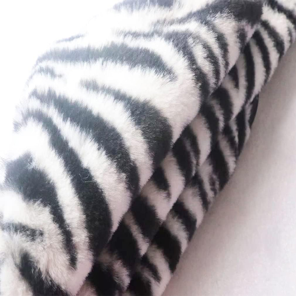 Black White Square Pillow Cover Soft Fluffy Fuzzy Faux Fur Zebra Stripe Throw...