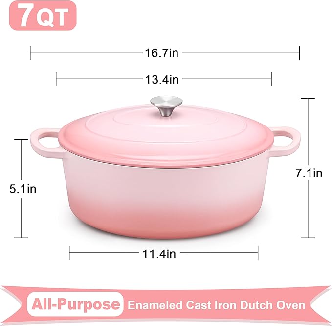 E-far 7QT Oval Dutch Oven Pot