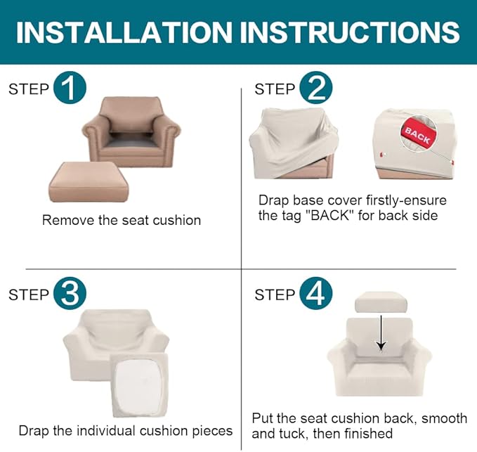 Turquoize 2 Piece Chair Covers for Living Room Armchair Couch Cover - Image 7