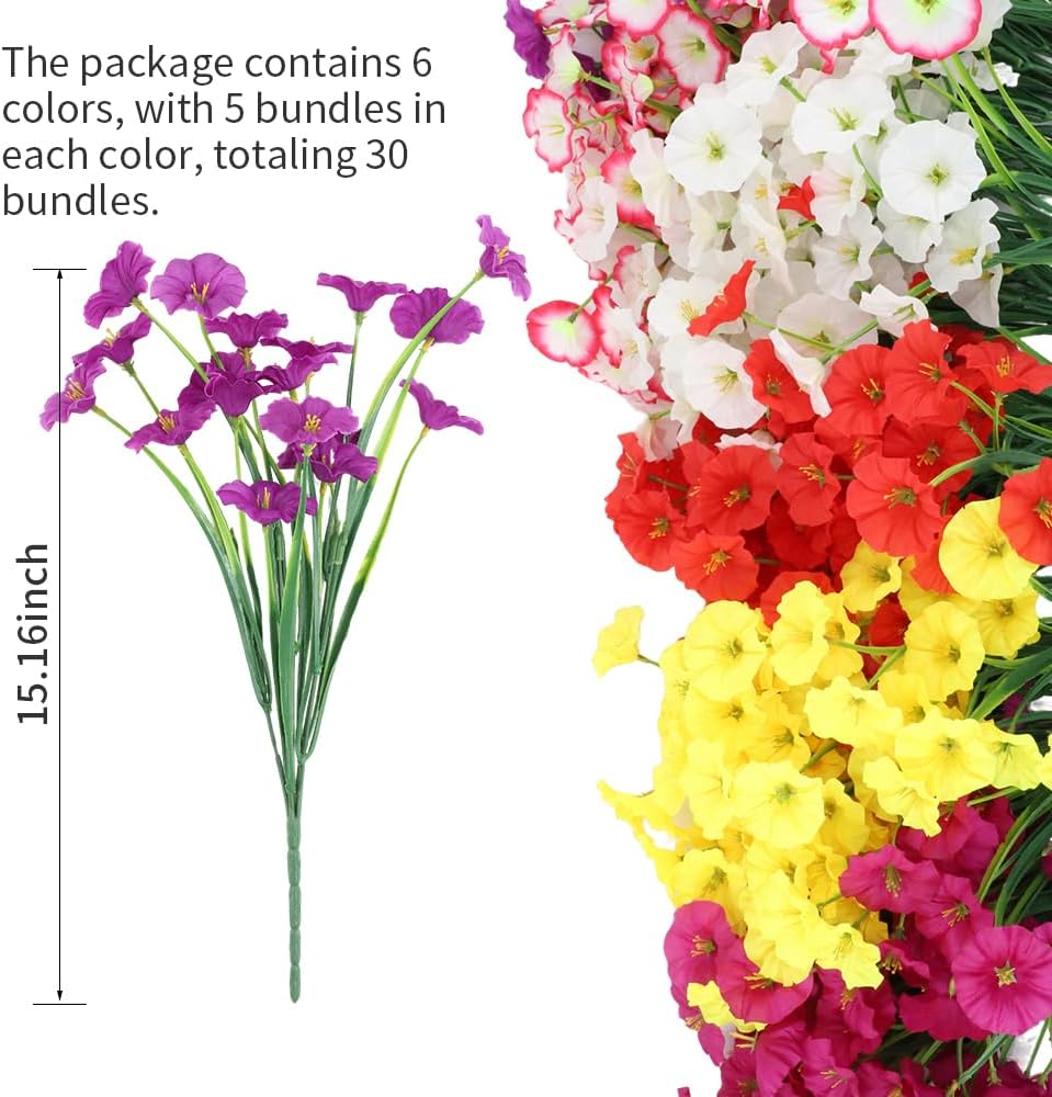 JEMONG Artificial Flowers 30 Bundles Outdoor UV Resistant Fake Daisy Flowers ...