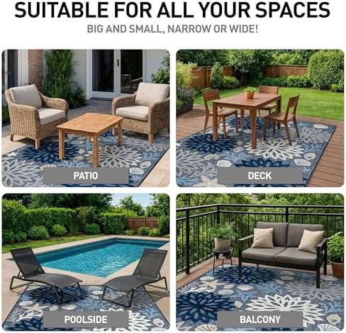 Rugshop Coastal High-Low Textured Floral Indoor Outdoor Rug Navy 5' x 7'