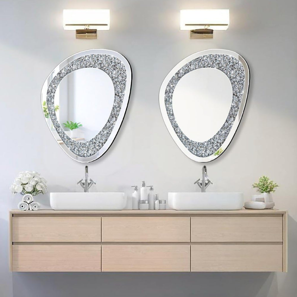 DMDFIRST Modern Irregular Shaped Wall Mirror – 21.6x16 Inch Decorative Oval D...