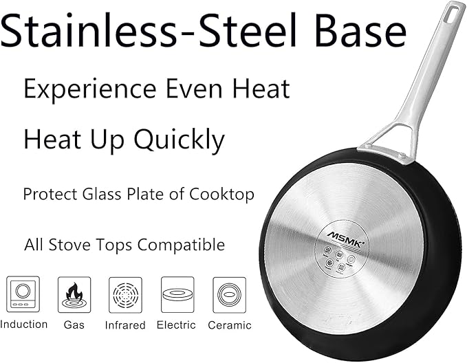 MsMk Small Frying pan, 8-inch Nonstick Durable Egg Omelet Skillet