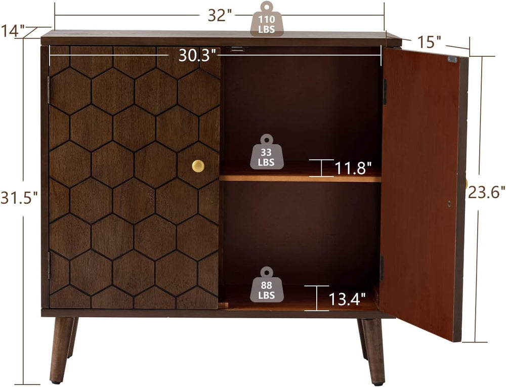 COSIEST Set of 3 32" Storage Sideboards with Doors, Accent Cabinets with...