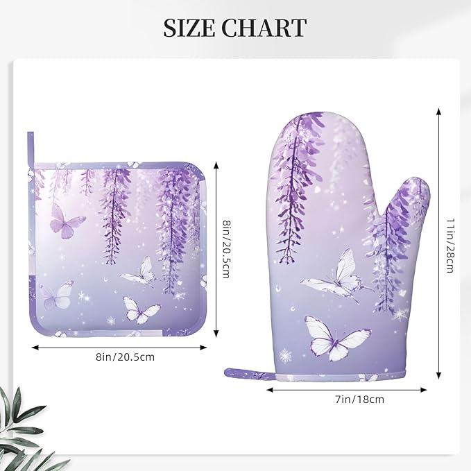 Oven Mitts and Pot Holders Lavender Butterfly Light Purple Flower Silicone - Image 3