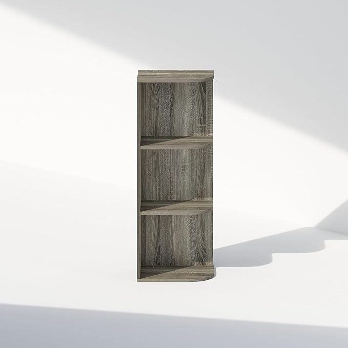 Furinno Reed Corner Shelf, 3-Tier Corner Bookshelf, Book Shelf, Corner Shelves