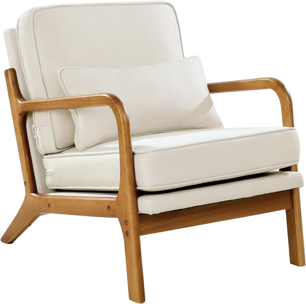 VEVOR Accent Chair, Mid Century Modern Armchair with Solid Wood Frame and Non...