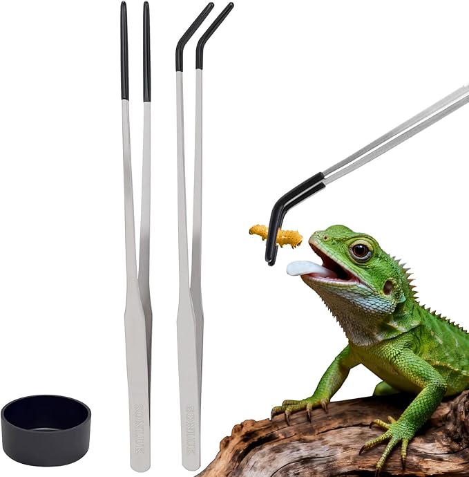 3 PACK Stainless Steel Reptile Feeding Tongs, 10.62" Straight &Curved Long - Image 9