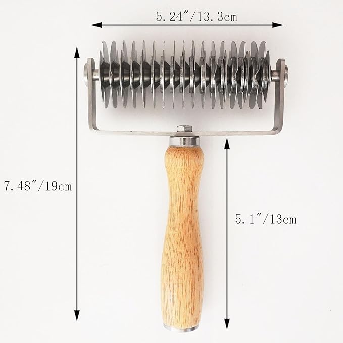 Lattice Cutter Pastry Tool, Stainless Steel Pastry Lattice Roller Cutter Wood - Image 2