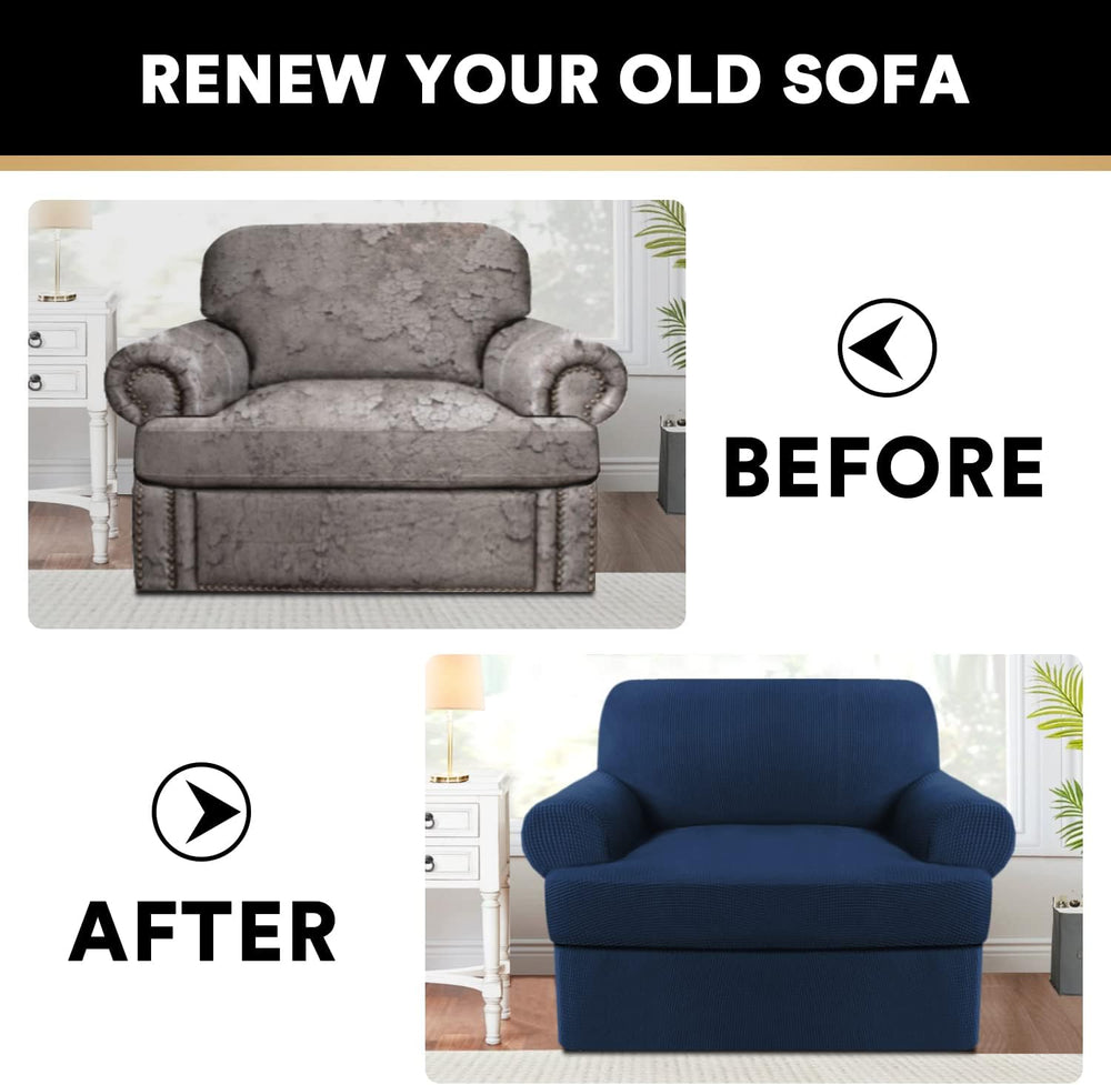 PrinceDeco 2 Pieces Armchair Slipcover Stretch Couch Covers for T Cushion Cha...