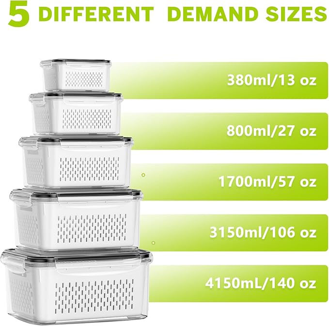 HOMETALL 5 Pack Fruit Storage Containers - Image 3