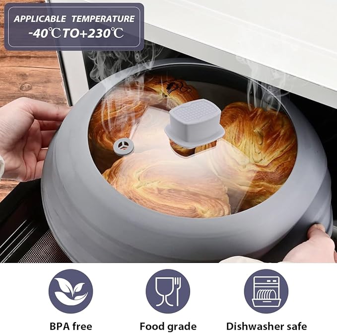 Tall Microwave Splatter Cover Glass Cover Guard Lid 6 inch Height - Image 2