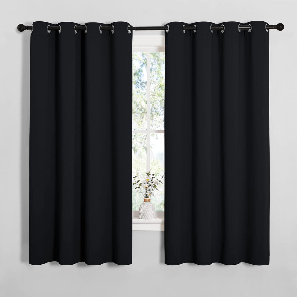 NICETOWN Black Blackout Curtains for Bathroom 55" Wide x 57" Long 2...