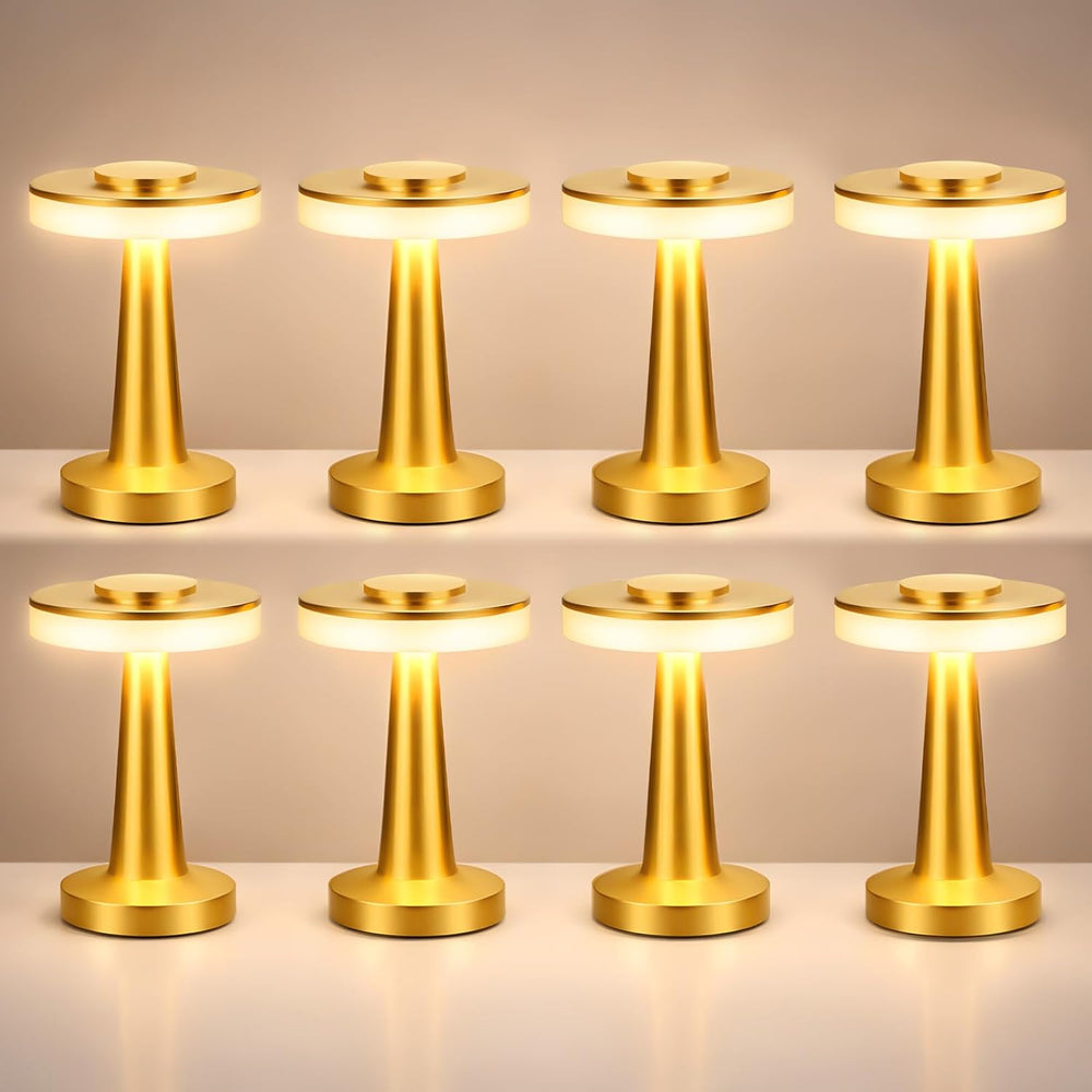 8 Pcs LED Cordless Table Lamp Bulk Rechargeable,Gold